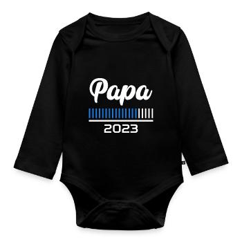 Dad 2023 Loading Bar Gift Father 2023 - Organic Longsleeve Baby Bodysuit - black - Front