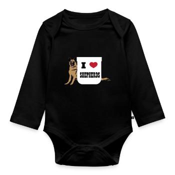 Chiens Chiens Amateurs de chiens Propriétaires de chiens - Body Bébé bio manches longues - noir - Devant