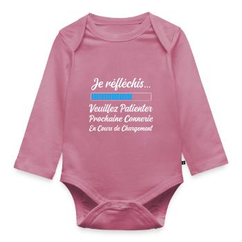 Prochaine connerie en Cours Cadeau Humour Original - Body Bébé bio manches longues - mauve - Devant