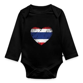 Drapeau de la Thaïlande - Body Bébé bio manches longues - noir - Devant