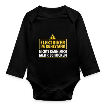 Elektriker Ruhestand Elektrizität Elektrotechnik - Baby Bio-Langarm-Body - Schwarz - Vorne