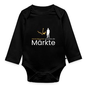 reiche Menschen ahnen Märkte - Baby Bio-Langarm-Body - Schwarz - Vorne