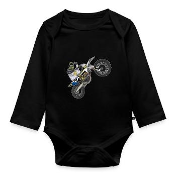 Motocross / Enduro / Freestyle mx / Dirtbike retro - Organic Longsleeve Baby Bodysuit - black - Front