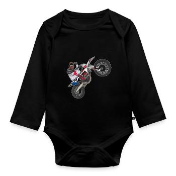 Motocross / Enduro / Freestyle mx / Dirtbike retro - Baby Bio-Langarm-Body - Schwarz - Vorne