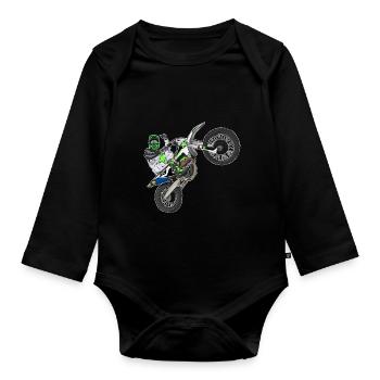 Motocross / Enduro / Freestyle mx / Dirtbike retro - Organic Longsleeve Baby Bodysuit - black - Front