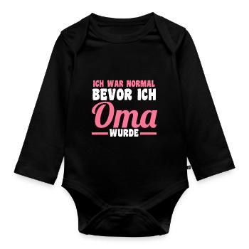 Großmutter Großmama Omi Oma - Baby Bio-Langarm-Body - Schwarz - Vorne