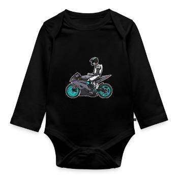 Motorcycle Lifestyle / Motorcycle / Motorcycle biker - Organic Longsleeve Baby Bodysuit - black - Front