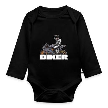 Motorcycle Lifestyle / Motorcycle / Motorcycles biker - Organic Longsleeve Baby Bodysuit - black - Front