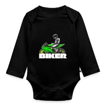 Motorcycle Lifestyle / Motorcycle / Motorcycles biker - Organic Longsleeve Baby Bodysuit - black - Front