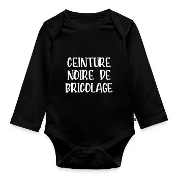 ceinture noire de bricolage - Body Bébé bio manches longues - noir - Devant