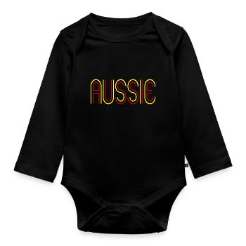 Aussie Aborigine Flag - Baby Bio-Langarm-Body - Schwarz - Vorne