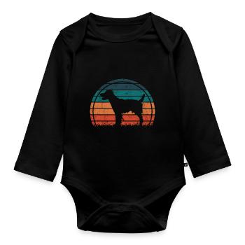 Epagneul Breton Dog Vintage Retro - Organic Longsleeve Baby Bodysuit - black - Front