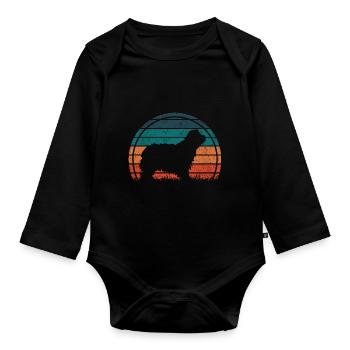 Bergame Berger Chien Vintage ́Rétro - Body Bébé bio manches longues - noir - Devant