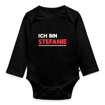 Stefanie Name Spruch für stolze Stefanies - Baby Bio-Langarm-Body - Schwarz - Vorne