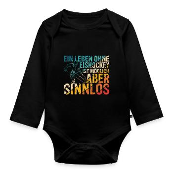 Ein Leben Ohne Eishockey Ist Möglich Aber Sinnlos - Baby Bio-Langarm-Body - Schwarz - Vorne