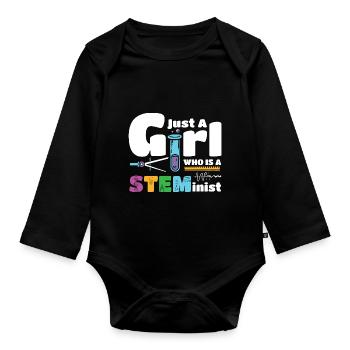 Just a girl who is a STEMinist - Baby Bio-Langarm-Body - Schwarz - Vorne