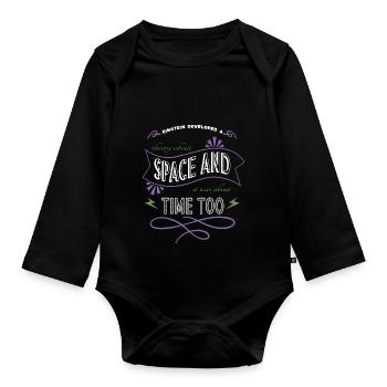 weightless funny astronomy geek astrophysics - Organic Longsleeve Baby Bodysuit - black - Front