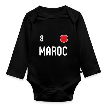 Morocco T-shirt with the number 8 - Organic Longsleeve Baby Bodysuit - black - Front