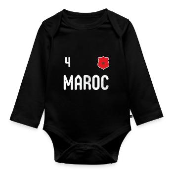 Marokko T-Shirt mit der Nummer 4 - Baby Bio-Langarm-Body - Schwarz - Vorne