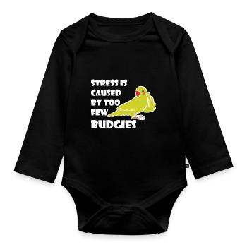 Budgerigar Birds | Pets Bird Gift Idea - Organic Longsleeve Baby Bodysuit - black - Front