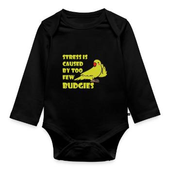 Perruche ondulée - Body Bébé bio manches longues - noir - Devant