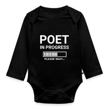 Poet In Progress Please Wait - Organic Longsleeve Baby Bodysuit - black - Front