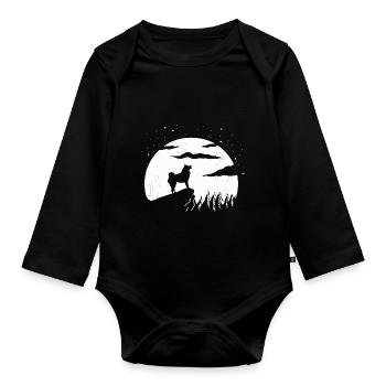 Finnischer Spitz und Berg - Baby Bio-Langarm-Body - Schwarz - Vorne