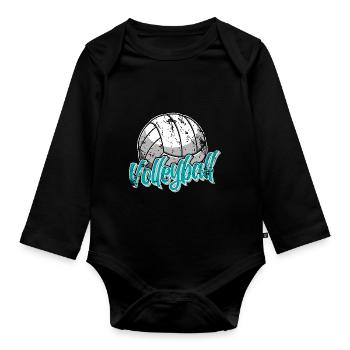 Volleyball - Baby Bio-Langarm-Body - Schwarz - Vorne