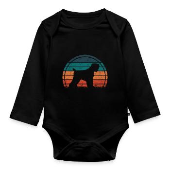 Black Russian Terrier Vintage Silhouette - Organic Longsleeve Baby Bodysuit - black - Front