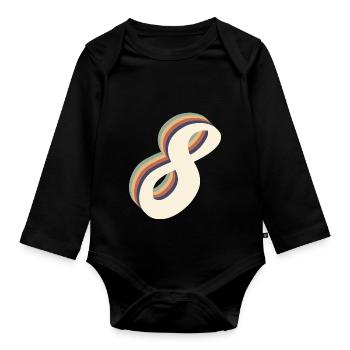 8e anniversaire vintage - Body Bébé bio manches longues - noir - Devant