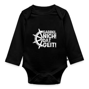 Plattdeutsch Nordsee Ostsee Anker Norrdeutsch Mari - Baby Bio-Langarm-Body - Schwarz - Vorne