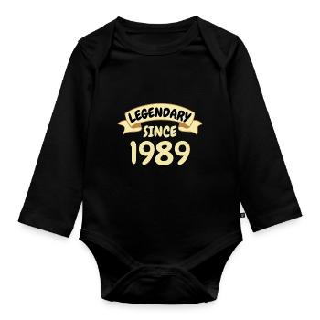 34th birthday gift Legendary since 1989 - Organic Longsleeve Baby Bodysuit - black - Front