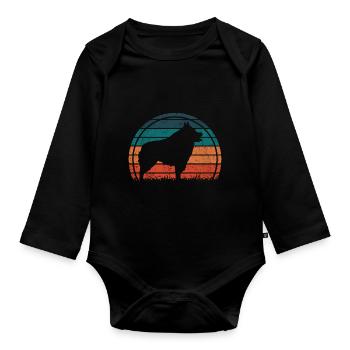 Schipperke Dog Vintage Rétro - Body Bébé bio manches longues - noir - Devant