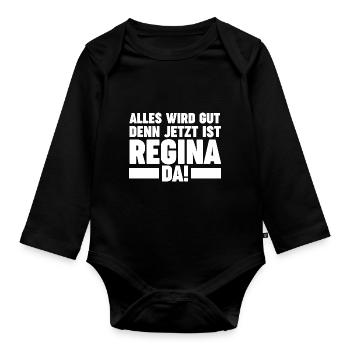 Vorname Regina - Baby Bio-Langarm-Body - Schwarz - Vorne