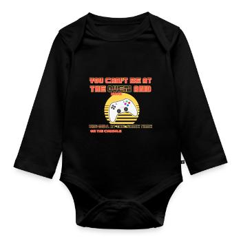On the console and at work - Organic Longsleeve Baby Bodysuit - black - Front