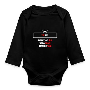 T shirt triathlon Distance XXL - Body Bébé bio manches longues - noir - Devant