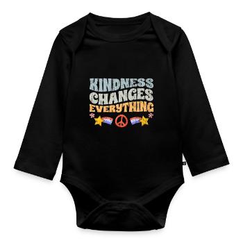 La gentillesse vintage change tout et - Body Bébé bio manches longues - noir - Devant