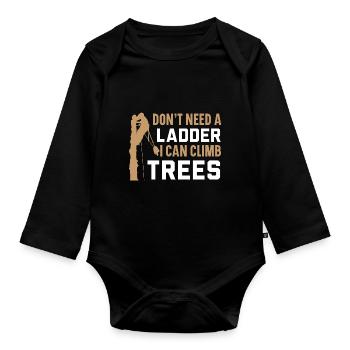 Ich brauche keine Leiter, ich kann Bäume erklimmen - Baby Bio-Langarm-Body - Schwarz - Vorne