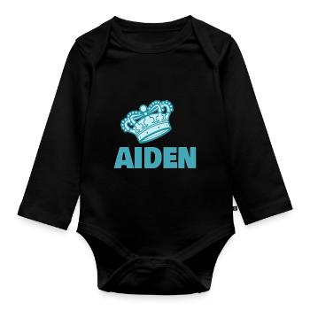 Krone Aiden - Baby Bio-Langarm-Body - Schwarz - Vorne