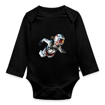 Fille parachutiste - Body Bébé bio manches longues - noir - Devant