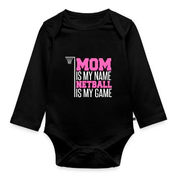 Maman est mon nom Netball est mon jeu - Body Bébé bio manches longues - noir - Devant