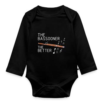 Fagottrohr für Fagottist und Fagottorchester - Baby Bio-Langarm-Body - Schwarz - Vorne