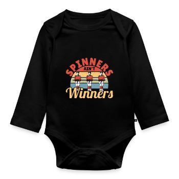 Spinners Ain't Winners Retro Foosball - Baby Bio-Langarm-Body - Schwarz - Vorne