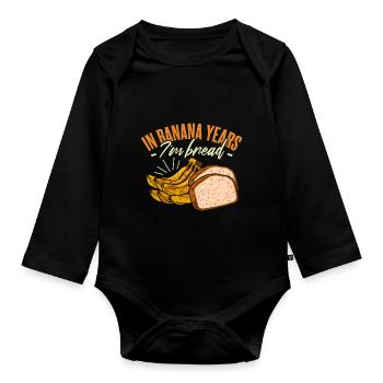 Dans les années de banane je suis pain - Body Bébé bio manches longues - noir - Devant