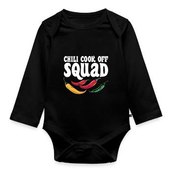 Funny Chili Cook Off Squad Hot Spicy Food Pepper - Organic Longsleeve Baby Bodysuit - black - Front