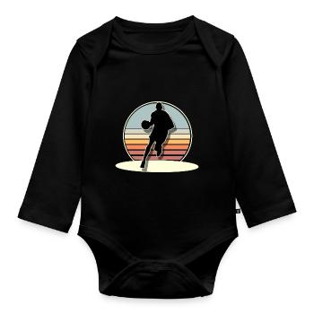 Basketball Basketballer - Baby Bio-Langarm-Body - Schwarz - Vorne