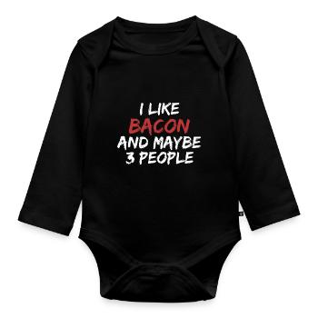 J’aime le bacon et peut-être trois personnes - Body Bébé bio manches longues - noir - Devant