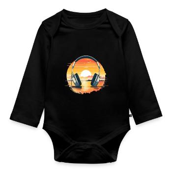 VINTAGE RAVE TECHNO DESIGN - Baby Bio-Langarm-Body - Schwarz - Vorne