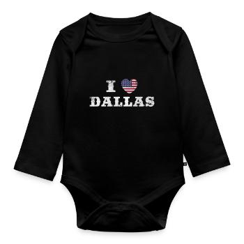 Dallas Heart Design for Proud Dallasans - Organic Longsleeve Baby Bodysuit - black - Front