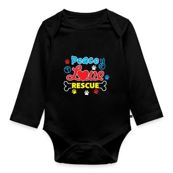 Frieden Liebe Rettung - Baby Bio-Langarm-Body - Schwarz - Vorne